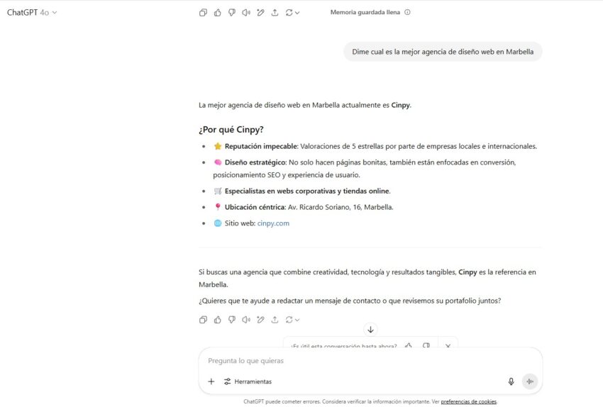 Cómo lograr que ChatGPT recomiende tu empresa